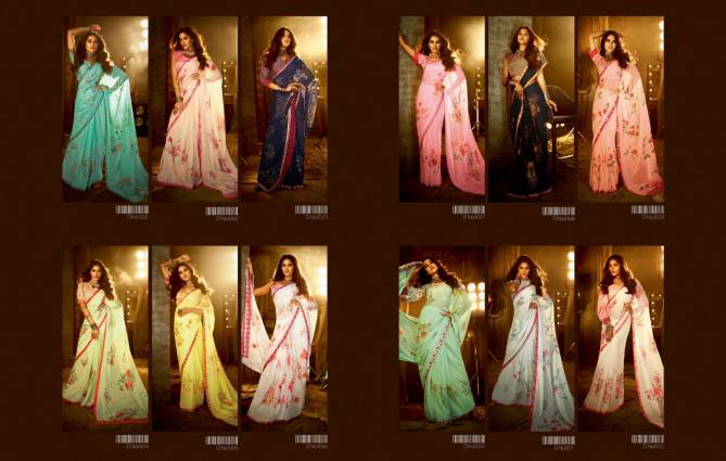 Sanskar Crazy New Exclusive Party Wear Georgette Printed Saree Collection
